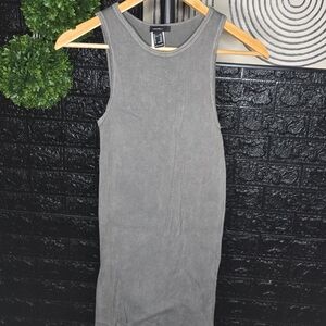 Gray Ribbed Tank Dress